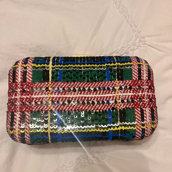 NWOT Adorable J. Crew Plaid Crossbody/Clutch with a velvet backing. - Picture 5 of 6